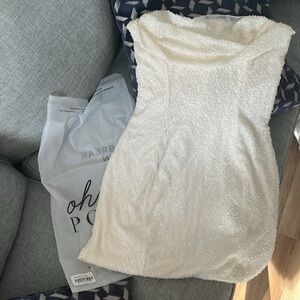 Oh Polly Strapless Cream Mini Dress